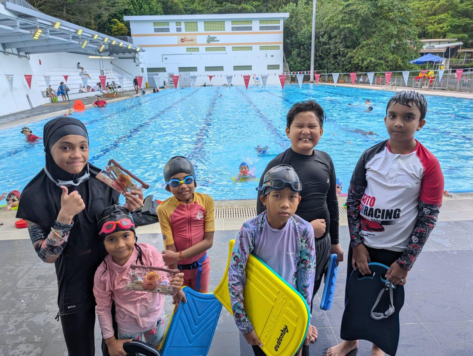 SwimSafer students during a pool lesson