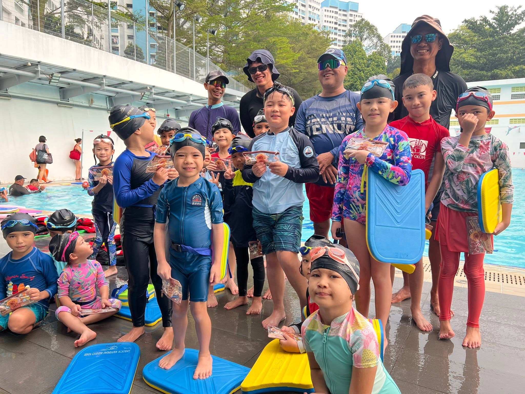 Swimmers developing their technique