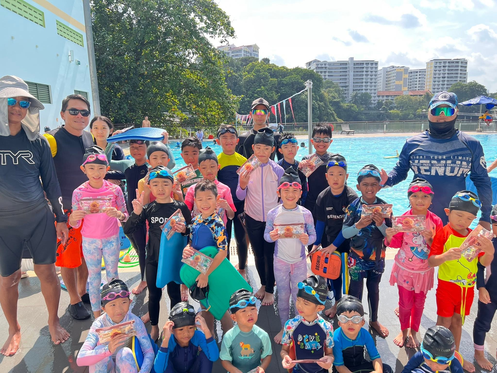 Students enjoying a guided pool session
