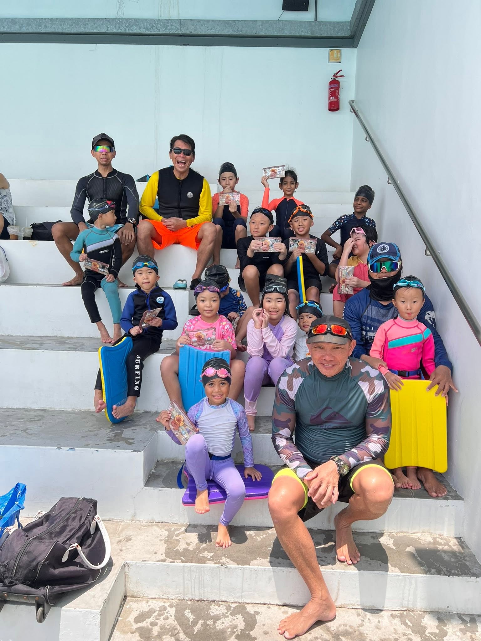 Students learning water-safety skills